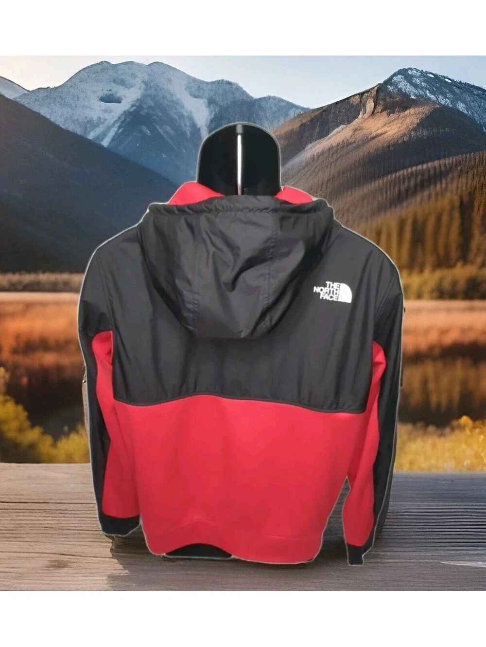 The North Face Training Jacket Hoodie Logo Men Small Fleece Hooded Red Black Gym